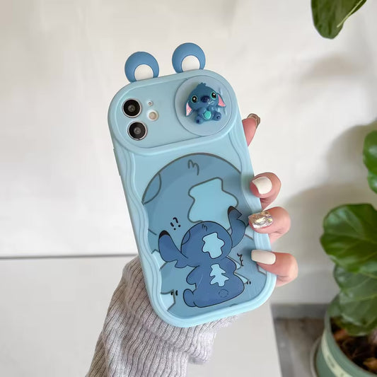 The Smitch Case™| Winnie Minnie Cartoon Sliding Camera Case, 3D Ears Toy, Stitch, Poly 7 Wave Phone Capa