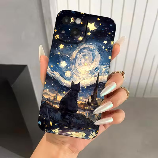 The Smitch Case™| Starry sky cat pattern phone case for iPhone, shockproof soft silicone case