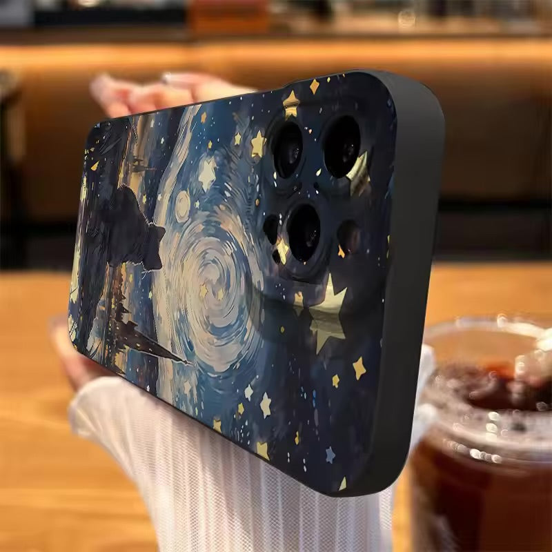 The Smitch Case™| Starry sky cat pattern phone case for iPhone, shockproof soft silicone case